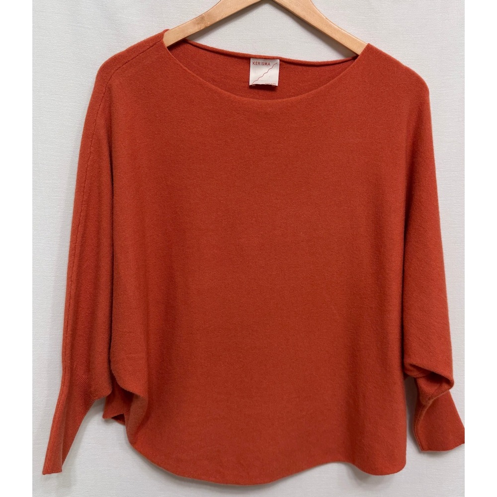 Kerisma Women's Sweater Batwing Sleeve Rust Orange Knit Vela G550B Minimalist